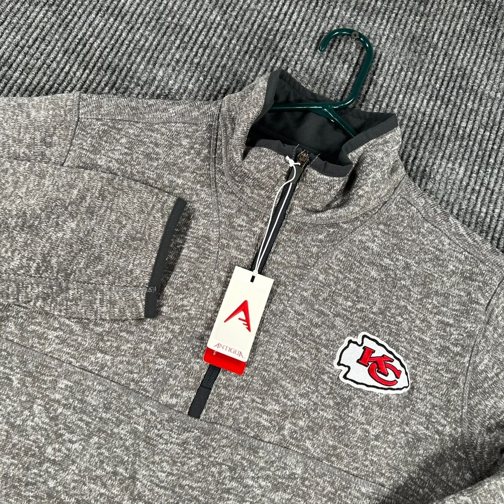 Kansas City Chiefs Pullover Sweatshirt Mens Large Gray Long Sleeve 1/4 Zip New